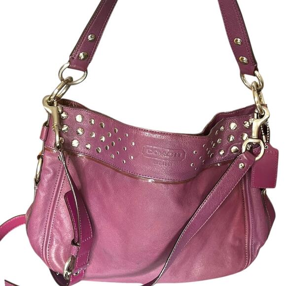 Coach Zoe plum purple silver convertible straps shoulder hobo bag NWT - Picture 1 of 9
